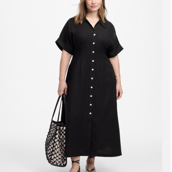 Madewell Pleated Midi Shirtdress in 100% Linen - NWT - Picture 8 of 16